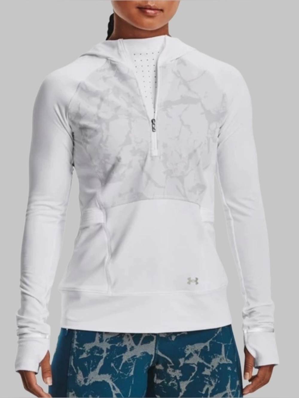 Under Armour Outrun The Cold Hooded Half-Zip White / Grey M